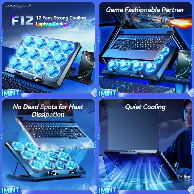 Laptop Stand - COOLCOLD Laptop Cooling Pad with 12