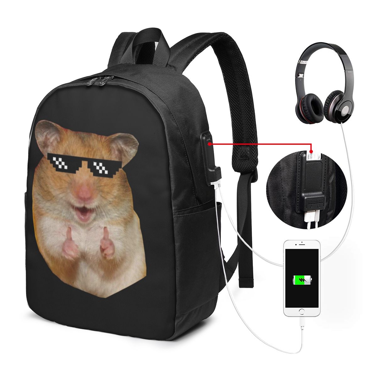 Funny Hamster Backpack Travel  - đánh giá và giá Laptop Bag