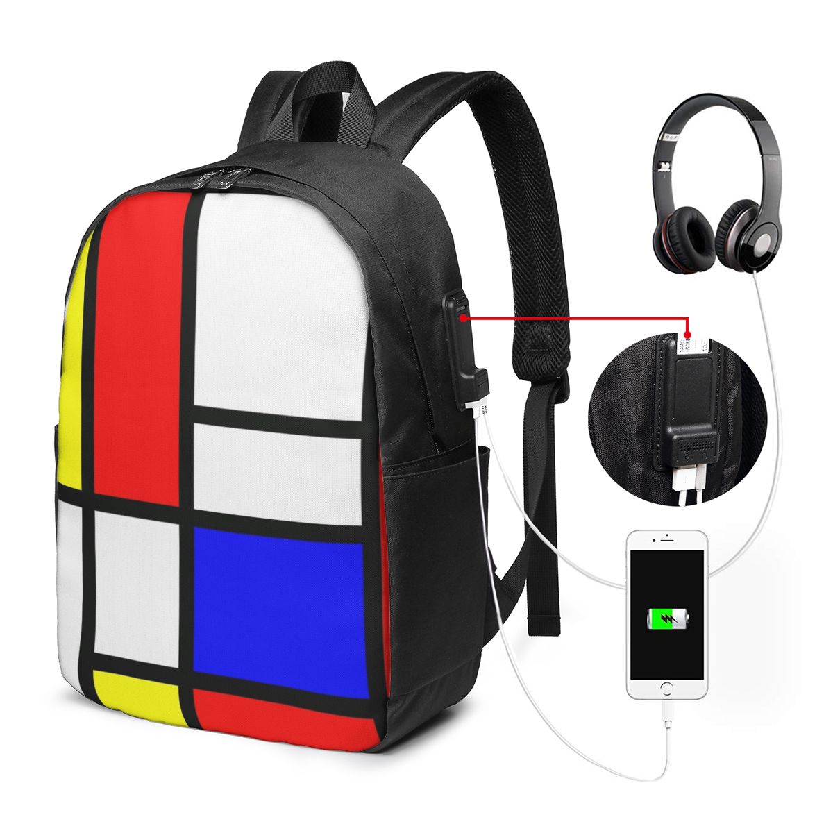 Piet Mondrian Composition  Bac - đánh giá và giá Laptop Bag