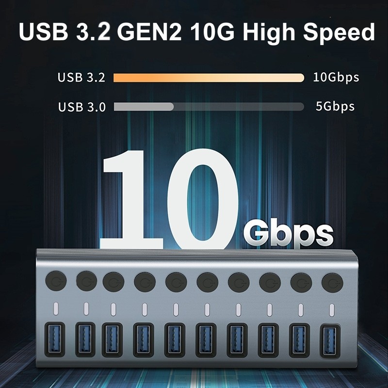 USB 3.0 Hub with 10 Ports High - đánh giá và giá Usb Hub