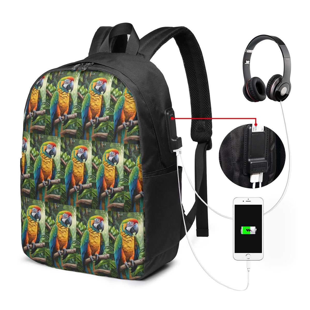 Cute Macaw Parrots Backpack Tr - đánh giá và giá Laptop Bag